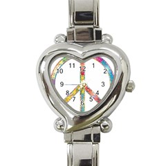 Flourish Decorative Peace Sign Heart Italian Charm Watch