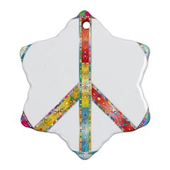 Flourish Decorative Peace Sign Snowflake Ornament (Two Sides)