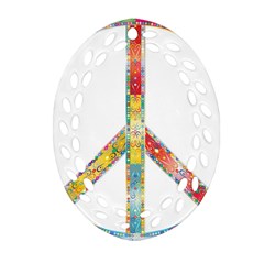 Flourish Decorative Peace Sign Ornament (Oval Filigree)