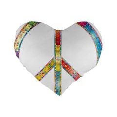 Flourish Decorative Peace Sign Standard 16  Premium Heart Shape Cushions