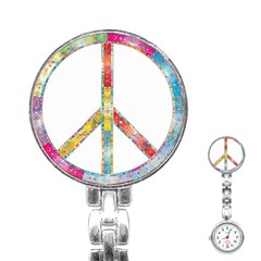 Flourish Decorative Peace Sign Stainless Steel Nurses Watch