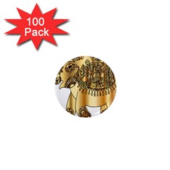 Gold Elephant Pachyderm 1  Mini Magnets (100 Pack)  by Simbadda