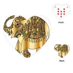 Gold Elephant Pachyderm Playing Cards (heart)  by Simbadda