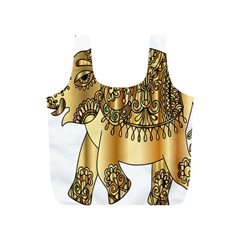 Gold Elephant Pachyderm Full Print Recycle Bags (s)  by Simbadda