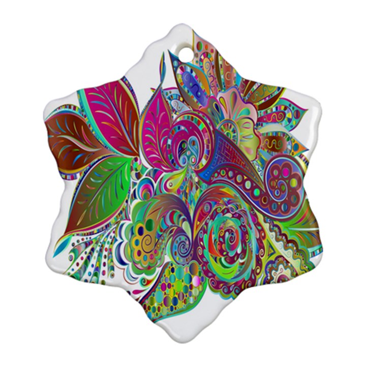 Floral Flowers Ornamental Snowflake Ornament (Two Sides)