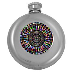Mandala Decorative Ornamental Round Hip Flask (5 Oz)