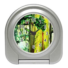 Old Tree And House With An Arch 8 Travel Alarm Clocks by bestdesignintheworld