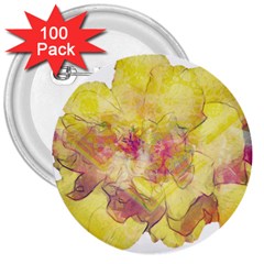 Yellow Rose 3  Buttons (100 Pack) 