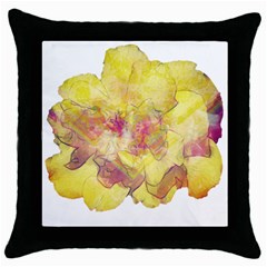 Yellow Rose Throw Pillow Case (black) by aumaraspiritart