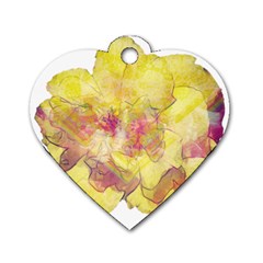 Yellow Rose Dog Tag Heart (one Side) by aumaraspiritart