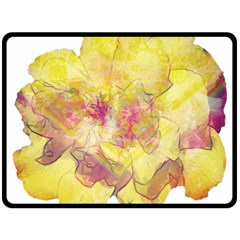 Yellow Rose Fleece Blanket (large)  by aumaraspiritart