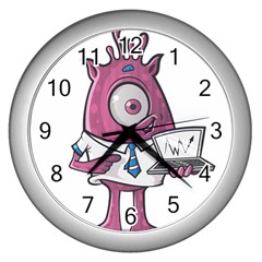 Business Education Logo Monster Wall Clocks (silver) 