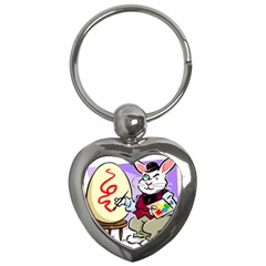 Bunny Easter Artist Spring Cartoon Key Chains (heart)  by Simbadda