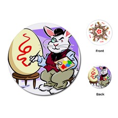 Bunny Easter Artist Spring Cartoon Playing Cards (round)  by Simbadda