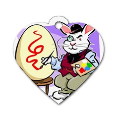 Bunny Easter Artist Spring Cartoon Dog Tag Heart (two Sides) by Simbadda