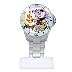 Bunny Easter Artist Spring Cartoon Plastic Nurses Watch by Simbadda