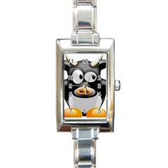 Cow Animal Mammal Cute Tux Rectangle Italian Charm Watch