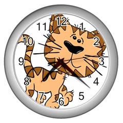 Cats Kittens Animal Cartoon Moving Wall Clocks (silver)  by Simbadda