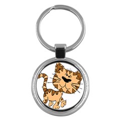 Cats Kittens Animal Cartoon Moving Key Chains (round)  by Simbadda