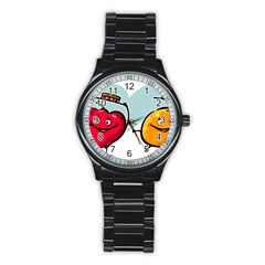 Dancing Fruit Apple Organic Fruit Stainless Steel Round Watch by Simbadda