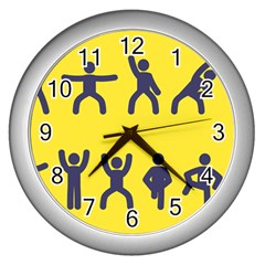 Gymnast Stick Man Man Stick Wall Clocks (silver) 