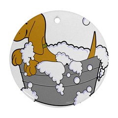 Dog Bath Grooming Round Ornament (two Sides)