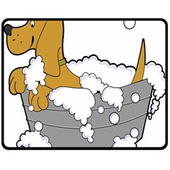 Dog Bath Grooming Double Sided Fleece Blanket (medium)  by Simbadda