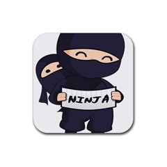 Ninja Baby Parent Cartoon Japan Rubber Coaster (square)  by Simbadda