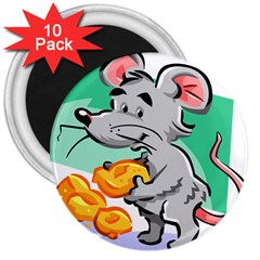 Mouse Cheese Tail Rat Hole 3  Magnets (10 Pack)  by Simbadda