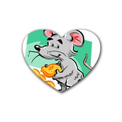 Mouse Cheese Tail Rat Hole Rubber Coaster (heart)  by Simbadda