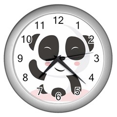 Panda Bear Funny Cute Wall Clocks (silver) 