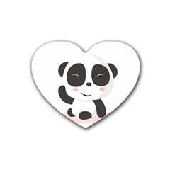 Panda Bear Funny Cute Heart Coaster (4 Pack)  by Simbadda