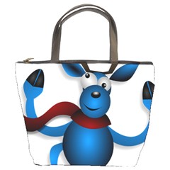 Reindeer Dancing Blue Christmas Bucket Bags by Simbadda