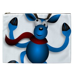 Reindeer Dancing Blue Christmas Cosmetic Bag (xxl)  by Simbadda