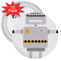 Robot Technology Robotic Animation 3  Buttons (10 pack) 