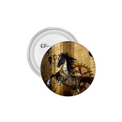 Awesome Steampunk Horse, Clocks And Gears In Golden Colors 1 75  Buttons by FantasyWorld7