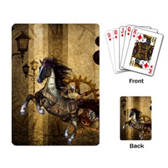 Awesome Steampunk Horse, Clocks And Gears In Golden Colors Playing Card by FantasyWorld7