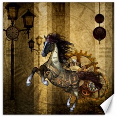 Awesome Steampunk Horse, Clocks And Gears In Golden Colors Canvas 16  X 16  