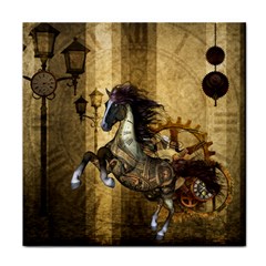 Awesome Steampunk Horse, Clocks And Gears In Golden Colors Face Towel by FantasyWorld7