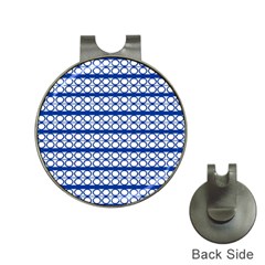 Circles Lines Blue White Pattern  Hat Clips With Golf Markers by BrightVibesDesign