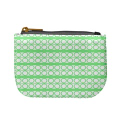 Circles Lines Green White Pattern Mini Coin Purses by BrightVibesDesign