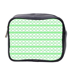 Circles Lines Green White Pattern Mini Toiletries Bag 2-side by BrightVibesDesign