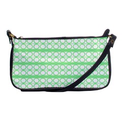 Circles Lines Green White Pattern Shoulder Clutch Bags by BrightVibesDesign