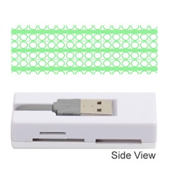 Circles Lines Green White Pattern Memory Card Reader (stick)  by BrightVibesDesign