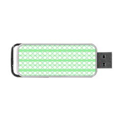 Circles Lines Green White Pattern Portable Usb Flash (one Side) by BrightVibesDesign