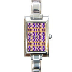 Purple Yellow Wavey Lines Rectangle Italian Charm Watch by BrightVibesDesign