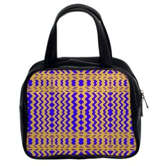 Purple Yellow Wavey Lines Classic Handbags (2 Sides) by BrightVibesDesign