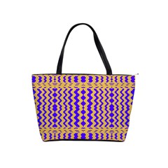 Purple Yellow Wavey Lines Shoulder Handbags by BrightVibesDesign