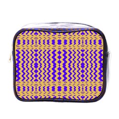 Purple Yellow Wavey Lines Mini Toiletries Bags by BrightVibesDesign