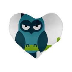 Owl Comic Animal Standard 16  Premium Heart Shape Cushions by Simbadda